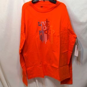 NWT unisex B.P orange pride long sleeve tee size large